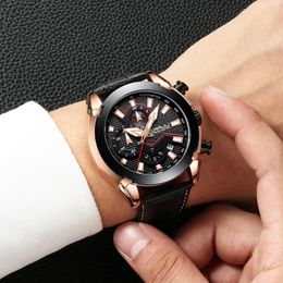 2020 CRRJU Mens Watches Top Brand Luxury Leather Chronograph Watch Men's Wristwatches Clock Watch Men Waterproof Luxury Mens Watches