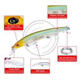 new 10 Colours plastic 8 3 hooks minnow fishing lure 11 5cm 9g big deep sea bass crankbait artificial wobbler