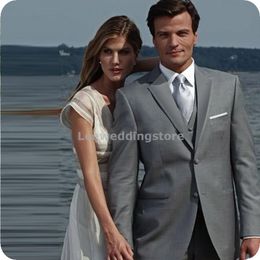 Grey Men Suits For Wedding Suits Bridegroom Groom Wear Custom Tailcoat Slim Fit Formal Tuxedos Best Man Blazer Prom 2019 Jacket+Pants+Vest