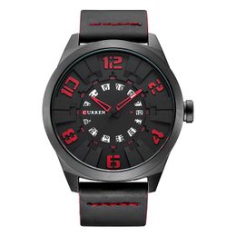 Fashion Unique Big Digital Mens Watches waterproof Quartz Clock Top Brand CURREN Leather Strap With Date Wristwatches Relojes278T
