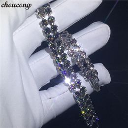 choucong Fashion bracelet White Gold Filled 2 Rows Rianbow 5A Zircon cz Engagement Wedding bracelets for women Hand Jewerly