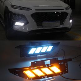 1 Set DRL Driving Daytime Running Light fog lamp LED Daylight with Yellow turn signal For Hyundai ENCINO 2018 2019