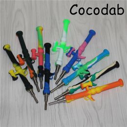 Hookahs Silicone Oil Straw Concentrate Dab Straw Nectar with 10mm Titanium Tips Glass Reclaimer Nectars for Smoking