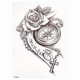 Rose Horloge Body Art étanche Tatoo Temporaire Sexy Cuisse Bras Tatouages Rose Pour Femme Flash Autocollants De Tatouage
