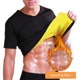MJARTORIA Mens Fitness Slimming Body Building Shaper T-shirts Neoprene Sweat Sauna Waist Trainer Corset Sports T-shirts
