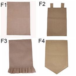 31*46cm Burlap Garden Banner Jute Ruffles DIY Linen Yard Hanging Flags House Decoration Ads Garden Flag 4 Styles Portable Banner BH2354 ZX