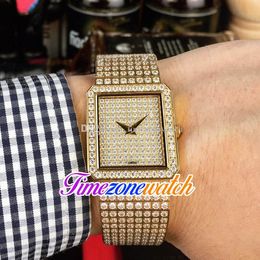 New Jewellery Dancer G0A02701 Swiss Quartz Ladies Womens Watch Yellow Gold Diamond Paved Dial Diamond Bracelet 25/20mm Timezonewatch E25b2