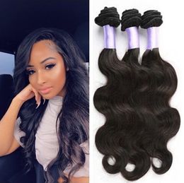 Brazilian Virgin Human Hair Weaves 3 Bundles Body Wave Hair Weft Remy Natural Black