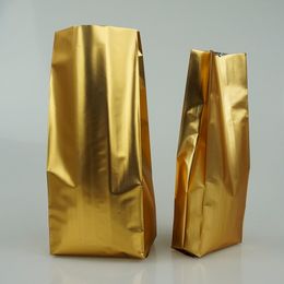 8x20cm 100pcs/lot Matte Gold Aluminium Foil Oragan Bag, Hone Finished Mylar Plating Fertilizer Storage Bags, Side Fold Plant Seed Package