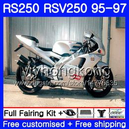 Body For Aprilia RS-250 RSV250 RS250 1995 1996 1997 bodwork 319HM.17 RSV250RR Hot silvery RS250R 95-97 RSV 250 RR RS 250 95 96 97 Fairing