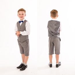 2020 Spring Gray Boys Wedding Suits 2 Piece Wedding Flower Boy Groom Tuxedos Kids Formal Wear Clothing