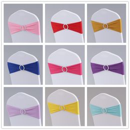 17 Colours Spandex Lycra Wedding Chair Cover Sash Bands Wedding Party Birthday Chair buckle sashe Decoration Colours Available