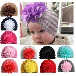 Ins Baby Girls Boy Wool hollowed Caps Kids Knitting Wool Crochet Hat Infant Toddler Boutique Indian Turban Spring Autumn 12 colors