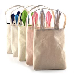 25pcs Easter Day Burlap Bags Rabbit Ears Single Shoulder Bag Easter Bunny Bags Kids Rabbit Ear Shape Bag Toy Gift Party Decoration lin2167