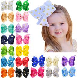 8-inch Kids Girls Super Hot Stamping Dot Bow Hair Clips Big Ribbon Baby Hairpins 20Colors Boutique Barrette Hairclips Headdress