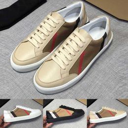 New men sneakers Vintage Check Cotton and Suede Sneakers luxury designer shoes Men checked canvas sneaker with box