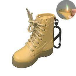 Windproof Creative Novelty Military Boots Shape With Opener Lighters Refillable Butane Gas Cigarette Lighter Multifunctional With Keychain