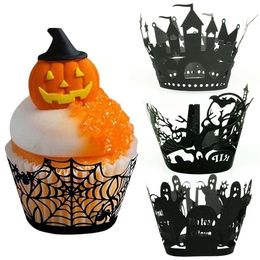 Halloween Paper Cupcake Wrapper Cupcake Toppers Kids Favours Party Decoration Cake Topper Halloween Cake Around