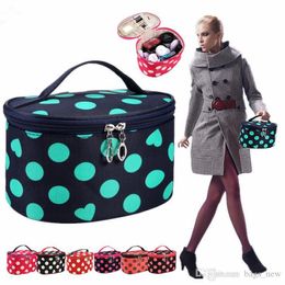 Black Large Capacity Cosmetic Bag Woman Dots Portable Storage Makeup Bags Canvas Beauty Organiser Handbag Big Travel Bag