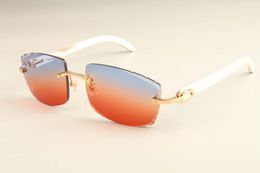 factory direct luxury fashion ultra light sunglasses 3524015-G natural white horns mirror legs sunglasses engraving mirror