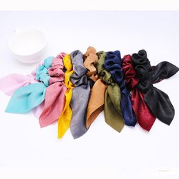 -CN Accessoires pour cheveux en mousseline de mousseline Bow-nœud ruban Scrunchie pour filles elastic rib et intestin cravate cheveux satinés pour femmes