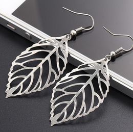 Trendy Korean Dissymmetry Long Nature Leaf Earrings for Women Big Leaves Dangle Earrings Statement Fashion Jewelry Pendientes 2 Colors