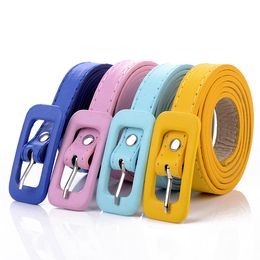 Candy color PU leather Belt 1.4*100CM 8 colors Women student Pin buckle belts girl Belt Fashion waistband belts jeans strap