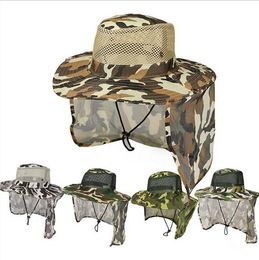 Boonie Hats Outdoor Camouflage Caps Sport leaf Jungle Military Cap Fishing Hats Sun Screen Gauze Cap Cowboy Packable Army Bucket Hat DYP120