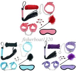 Bondage 7pcs Roleplay Restraint Collar Handcuff Paddle Whip Rope Blindfold Couple Kit AU653