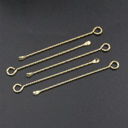 Brass Gold Portable Knurled Shape Keychain Ring Spoon Innovative Design Snuff Snorter Sniffer Shovel Pill Herb Wax Oil Scoop Smoking Tool