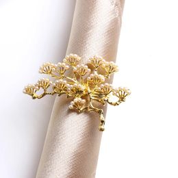 Pearl pine tree napkin buckle zinc alloy napkin ring western table decoration gold pearl napkin ring