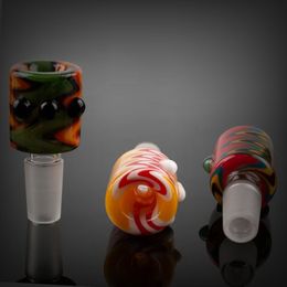 Coloured 10MM 14MM 18MM Male Pyrex Glass Bong Bowl Joint Container Oil Rigs Herb Tobacco Filter Tube Holder Hookah Smoking Tool DHL Free