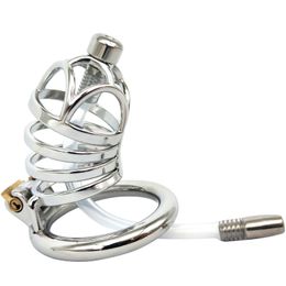 Stainless Steel Male Chastity Device with Silicone Tube Spike Ring Sex Toys for Men Sex Slave Penis Lock Cage G267E