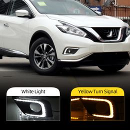 2Pcs DRL Daytime Running Lights fog lamp cover 12V Daylight with yellow turn signal For Nissan Murano 2015 2016