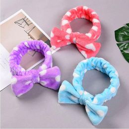 12 styles hair headwear womens bow dot striped soft bath shower spa makeup cute rich elastic hair band hair accessories