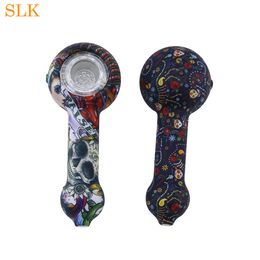 glass oil burner tobacco bongs with pattern silicone smoking pipes dabs straw pipes mini silicone bong smoking accessories