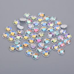 TPSMOC 10mm Acrylic Rhinestones Round Shape Crystal AB Flat Back Rhinestone 3D Non HotFix Decoration DIY clothing accessories