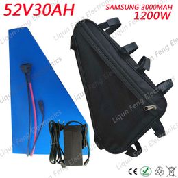 Triangle Style 51.8V 1200W Electric Bike Battery 52V 30AH use Samsung cell Eectric Bicycle Battery 52V 30AH Lithium ion Battery.