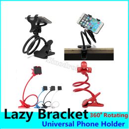 Two Clips cell Phone Holder Bed Desktop Moblie phone Stand 360 Degrees Universal Flexible Extendable Lazy Bracket For Smartphone 50pcs