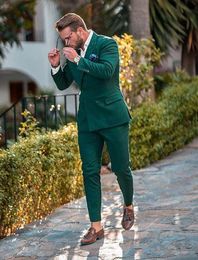 Brand New Green Men Wedding Tuxedos Double-Breasted Groom Tuxedos Excellent Men Blazer Suit Prom/Dinner Jacket(Jacket+Pants+Tie) 2620