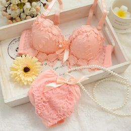 Japanese lingerie set thin embroidery push up bra set sexy lace underwear Floral bras for women bra and panty bh