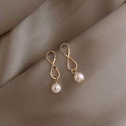 S1106 Hot Fashion Jewelry S925 Silver Needle Earrings Sweet Cross Pearl Dangle Stud Earrings