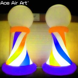 Custom Glowing Inflatable Lighting Column Colourful Shimmering Decoration Inflatable Column with Balloon on The Top for Event or Promotion