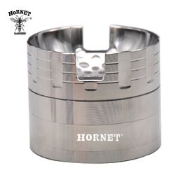 HORNET Metal Tobacco Grinder With Cigar Holder 2.5 Inch 4 Pieces Zinc Alloy Herb Miller With Razor-sharp Teeth Smoking Pipe Accessories