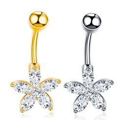 Surgical Steel Navel Piercings Belly Button Rings Fashion Star Shape Crystal Navel Ring Sexy Navel Earring Piercing Body Jewellery