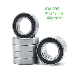 100pcs 638RS 638-2RS 638 RS 2RS Mini Miniature ball bearings 8*28*9mm Rubber cover Deep Groove Ball bearing 8x28x9mm