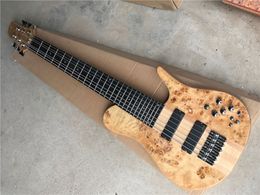 6 Strings Original Neck-thru-body Electric Bass Guitar with Dendritic veneer,Chrome Hardware,Rosewood Fingerboard,Can be customized