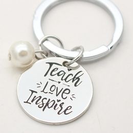 inspire charms NZ - 2019 Chic Ruler Book Charms Keyring Teach Love Inspire Keychain Gifts For Teachers Key Chains Rings Holder Jewelry