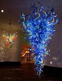 Modern Lamps Decoration Blue Shade Chandeliers LED Large Pendant Light European Hand Blown Glass Chandelier Lighting