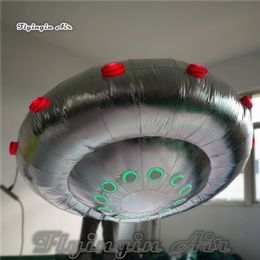 Hanging Lighting Inflatable Flying Saucer Balloon 2m/3m Diameter Blow Up UFO Alien Spacecraft With RGB Light For Concert Party Decoration